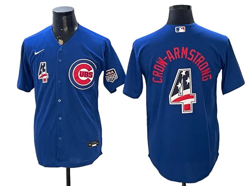 Custom Cubs Pete Crow-Armstrong USA 250 Fourth of July Baseball Jersey -All Stitched