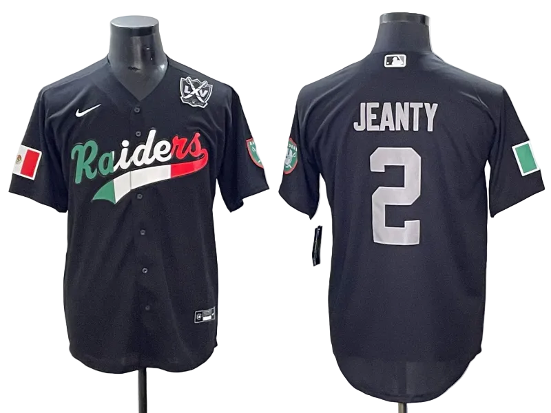 Custom Ashton Jeanty Las Vegas Raiders LOGO Mexico White Black Gray Limited Baseball Jersey -All Stitched