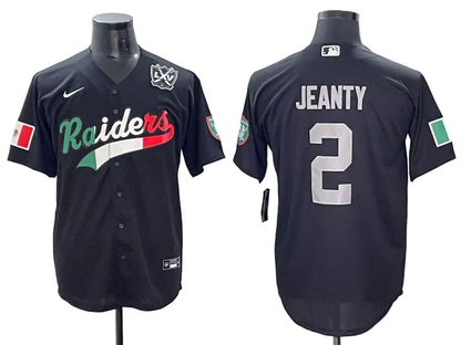 Custom Ashton Jeanty Las Vegas Raiders LOGO Mexico White Black Gray Limited Baseball Jersey -All Stitched