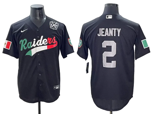 Custom Ashton Jeanty Las Vegas Raiders LOGO Mexico White Black Gray Limited Baseball Jersey -All Stitched