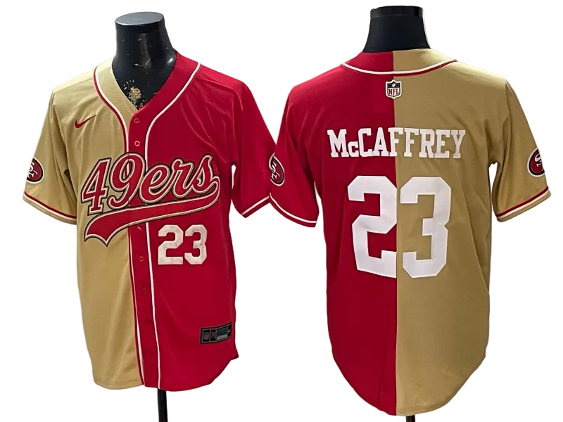 Custom San Francisco 49ers LOGO Split Scarlet Limited Baseball Jersey -All Stitched