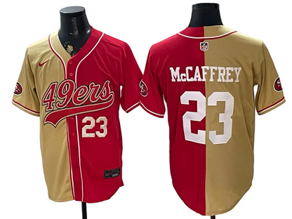 Custom San Francisco 49ers LOGO Split Scarlet Limited Baseball Jersey -All Stitched
