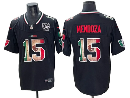 Custom Fernando Mendoza Raiders Black White Mexico Limited Football Jersey -All Stitched