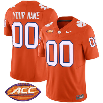 Custom Name Number Clemson Tigers Orange White Purple Limited Football Jersey -All Stitched