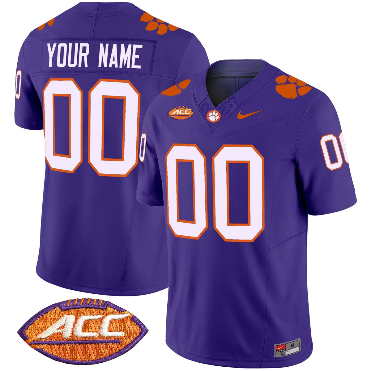Custom Name Number Clemson Tigers Orange White Purple Limited Football Jersey -All Stitched