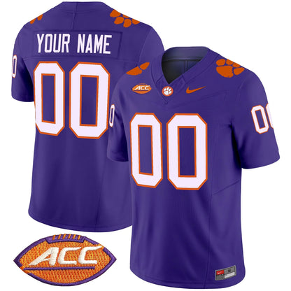 Custom Name Number Clemson Tigers Orange White Purple Limited Football Jersey -All Stitched