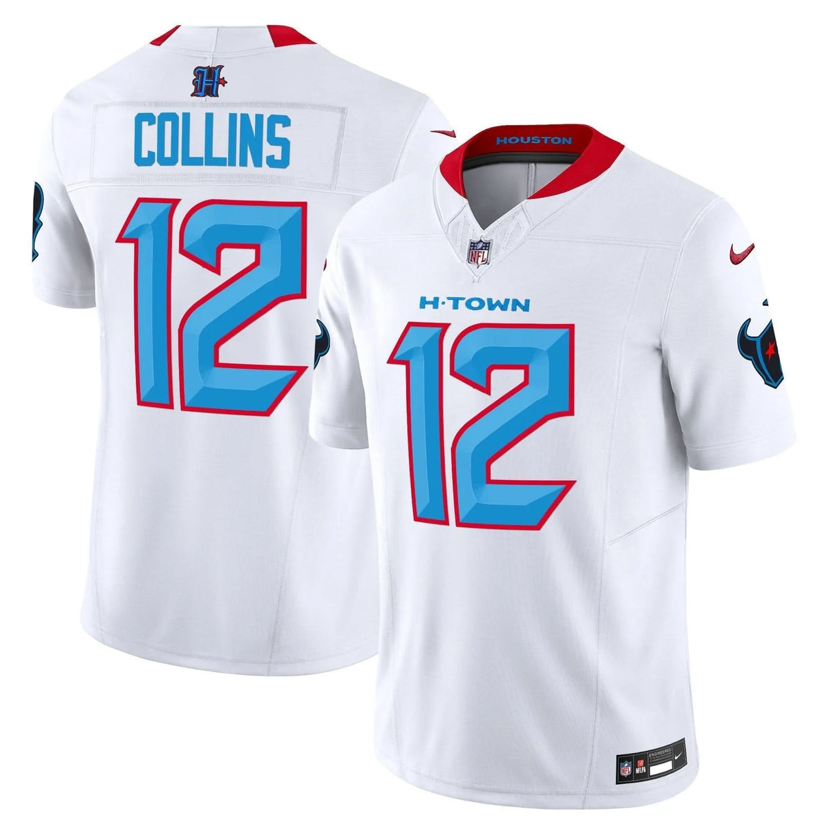 Custom Nico Collins Navy White Red Limited Football Jersey -All Stitched