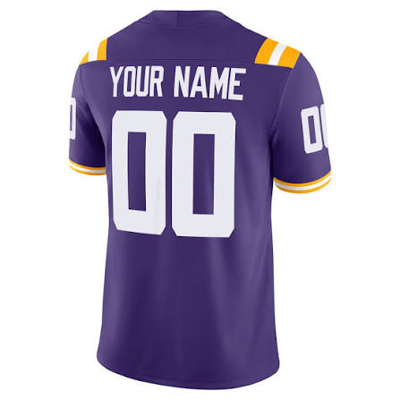 Custom Name Number LSU Tigers White Purple Limited Football Jersey -All Stitched