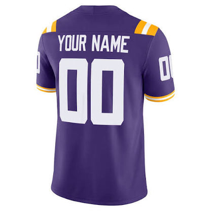 Custom Name Number LSU Tigers White Purple Limited Football Jersey -All Stitched