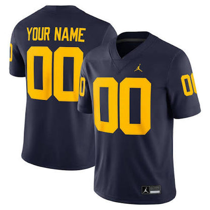 Custom Name Number Michigan Wolverines White Navy Limited Football Jersey -All Stitched
