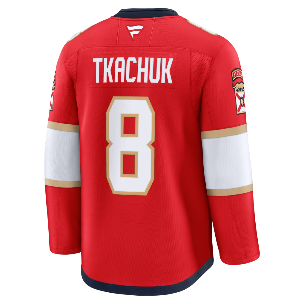 Custom Brady Tkachuk Panthers Home Red Hockey Jersey -All Stitched