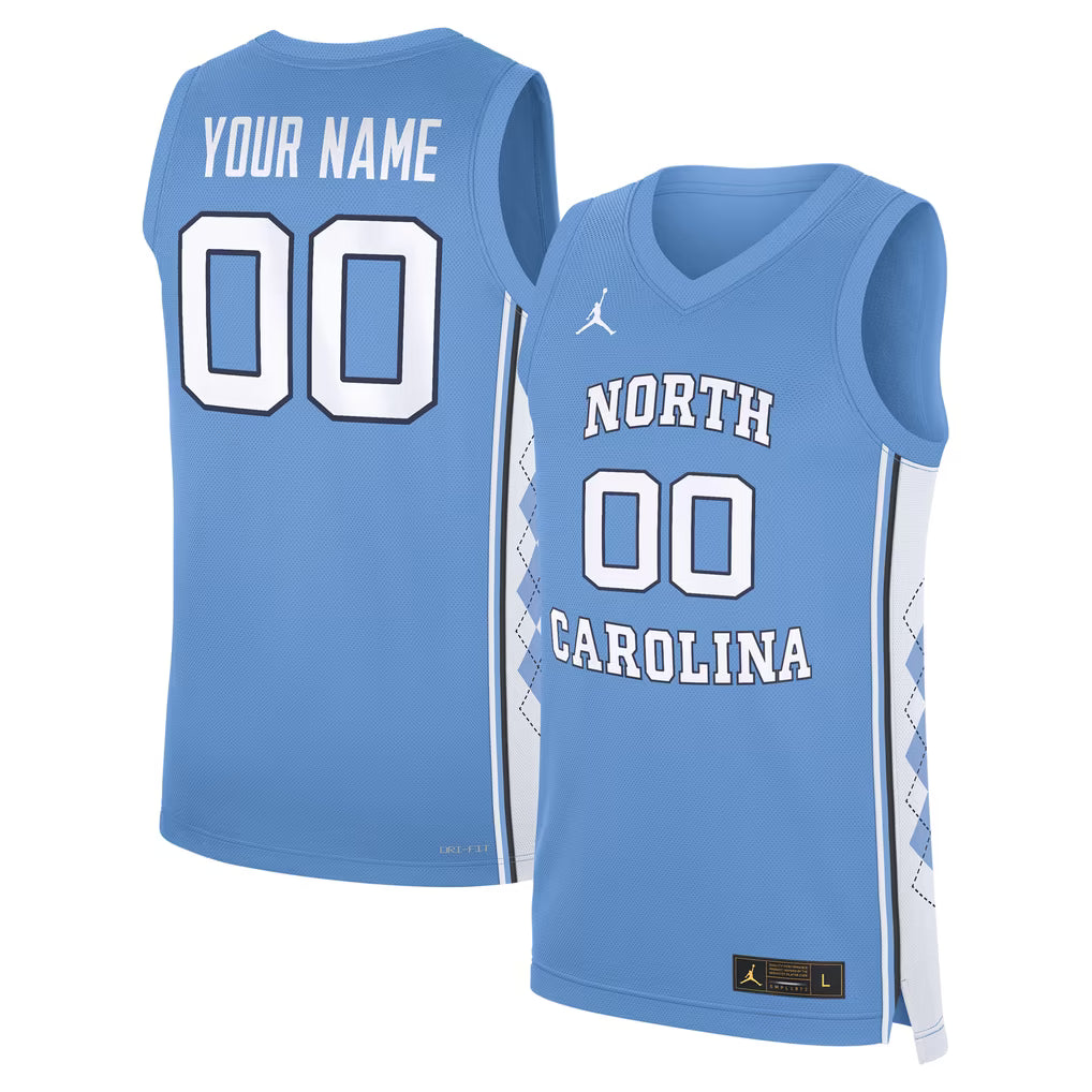 Custom Name Number North Carolina Tar Heels Carolina Blue White Basketball Jersey -All Stitched