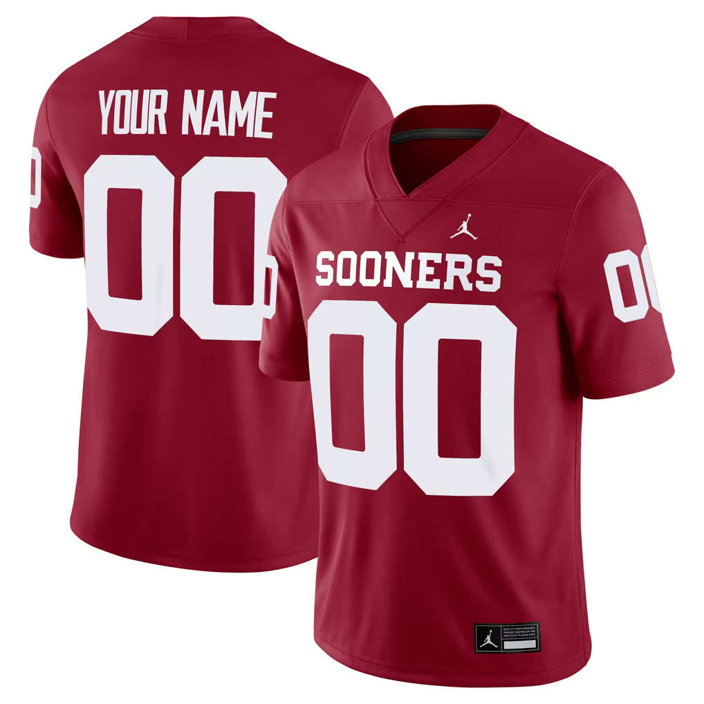 Custom Name Number Oklahoma Sooners Crimson Limited Football Jersey -All Stitched