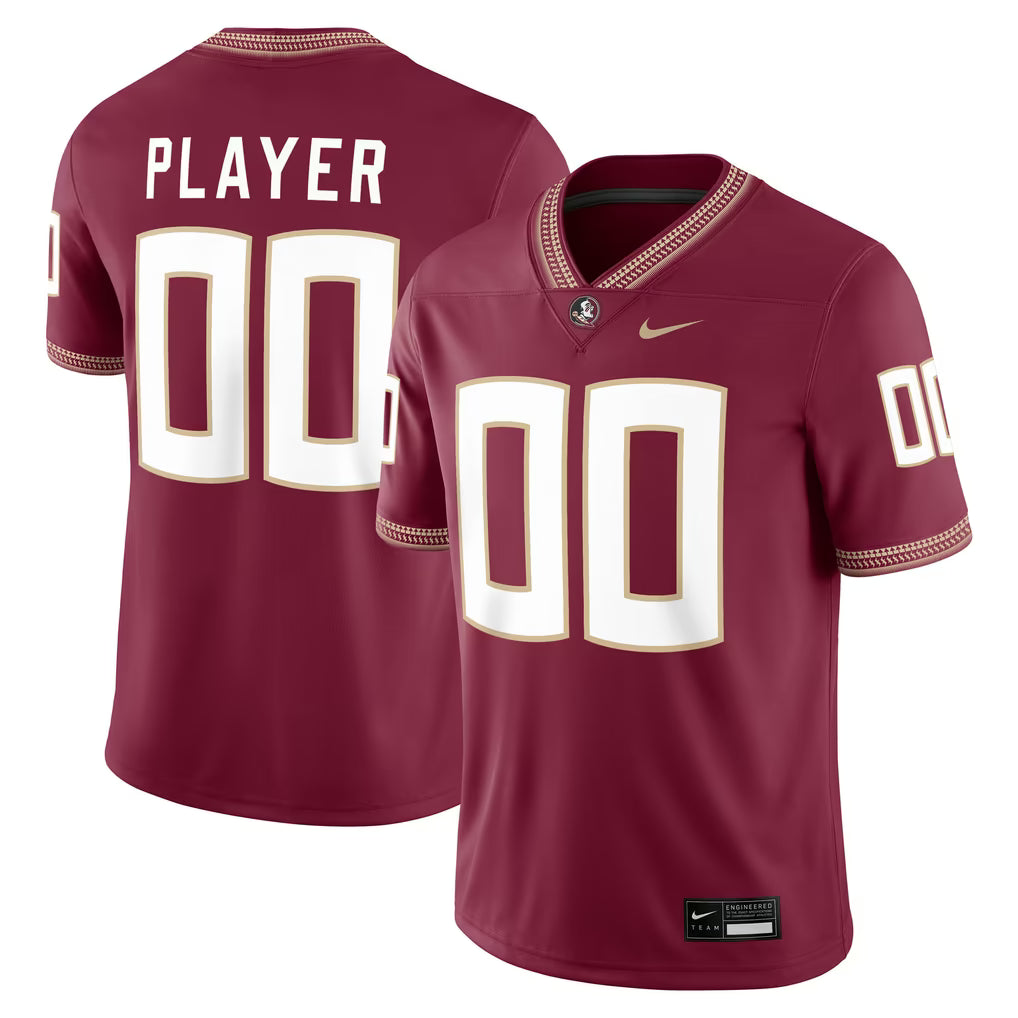 Custom Name Number Florida State Seminoles Garnet Limited Football Jersey -All Stitched
