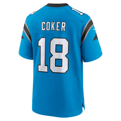 Custom Jalen Coker Blue Black White Alternate Limited Football Jersey -All Stitched