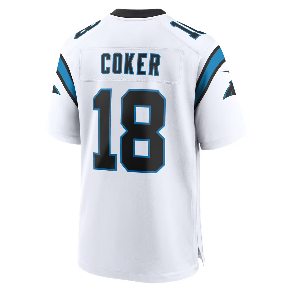 Custom Jalen Coker Blue Black White Alternate Limited Football Jersey -All Stitched