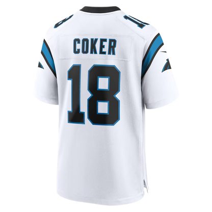 Custom Jalen Coker Blue Black White Alternate Limited Football Jersey -All Stitched