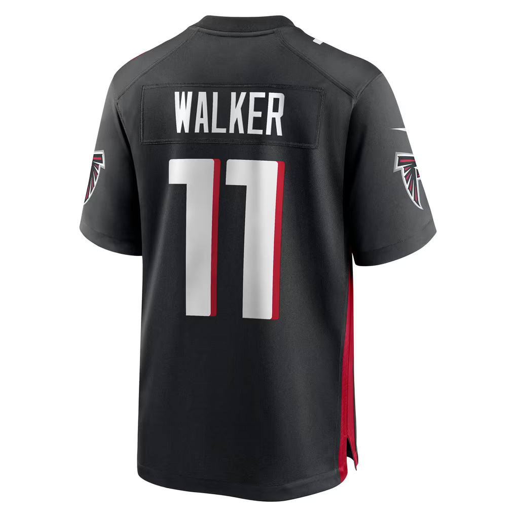 Custom Falcons Jalon Walker Black White Red Limited Football Jersey -All Stitched