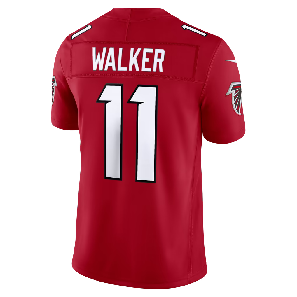 Custom Falcons Jalon Walker Black White Red Limited Football Jersey -All Stitched