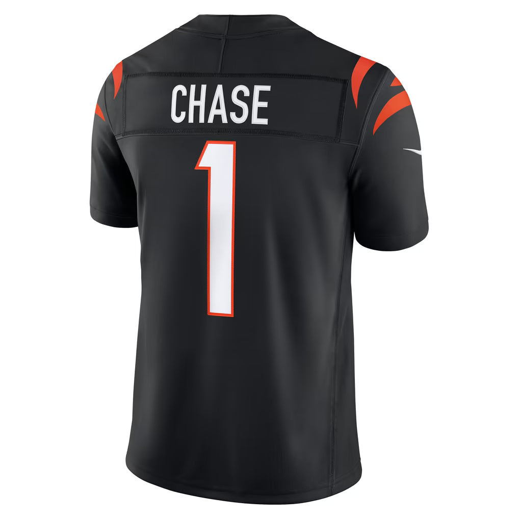 Custom Joe Burrow Dexter Lawrence II Ja'Marr Chase Bengals Black White Orange Limited Football Jersey -All Stitched