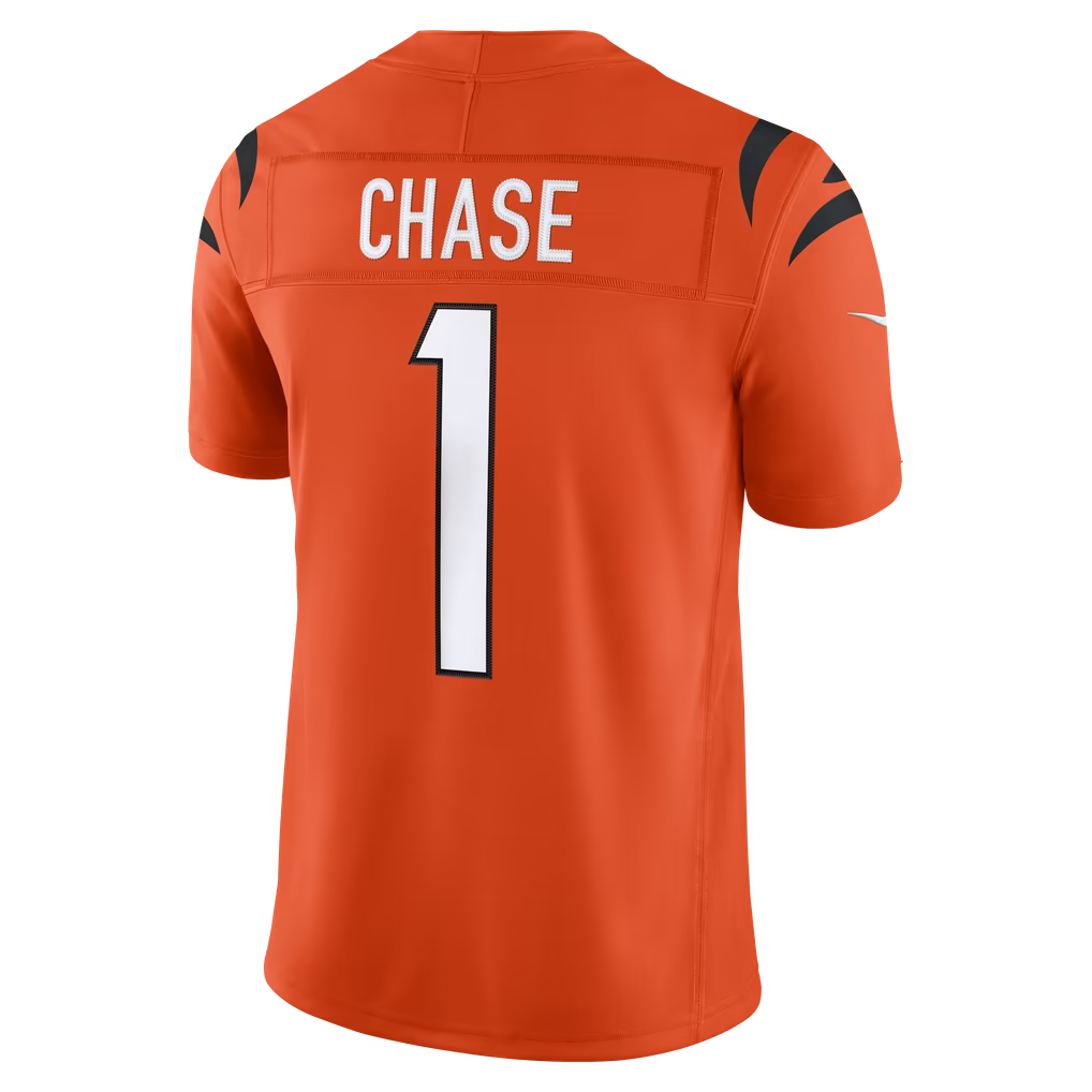 Custom Joe Burrow Dexter Lawrence II Ja'Marr Chase Bengals Black White Orange Limited Football Jersey -All Stitched