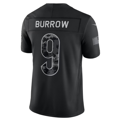 Custom Joe Burrow Black White Gray Split 2026 Salute to Service Limited Football Jersey -All Stitched