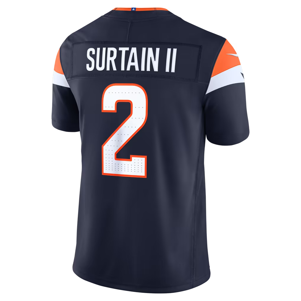 Custom Patrick Surtain II Broncos White Orange Navy Thanksgiving Limited Football Jersey -All Stitched