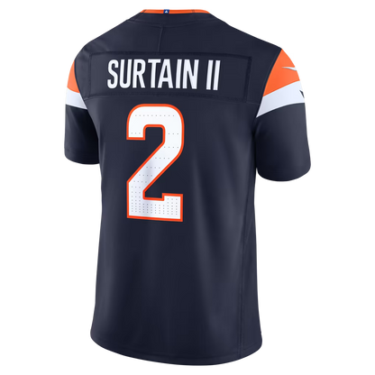 Custom Patrick Surtain II Broncos White Orange Navy Thanksgiving Limited Football Jersey -All Stitched