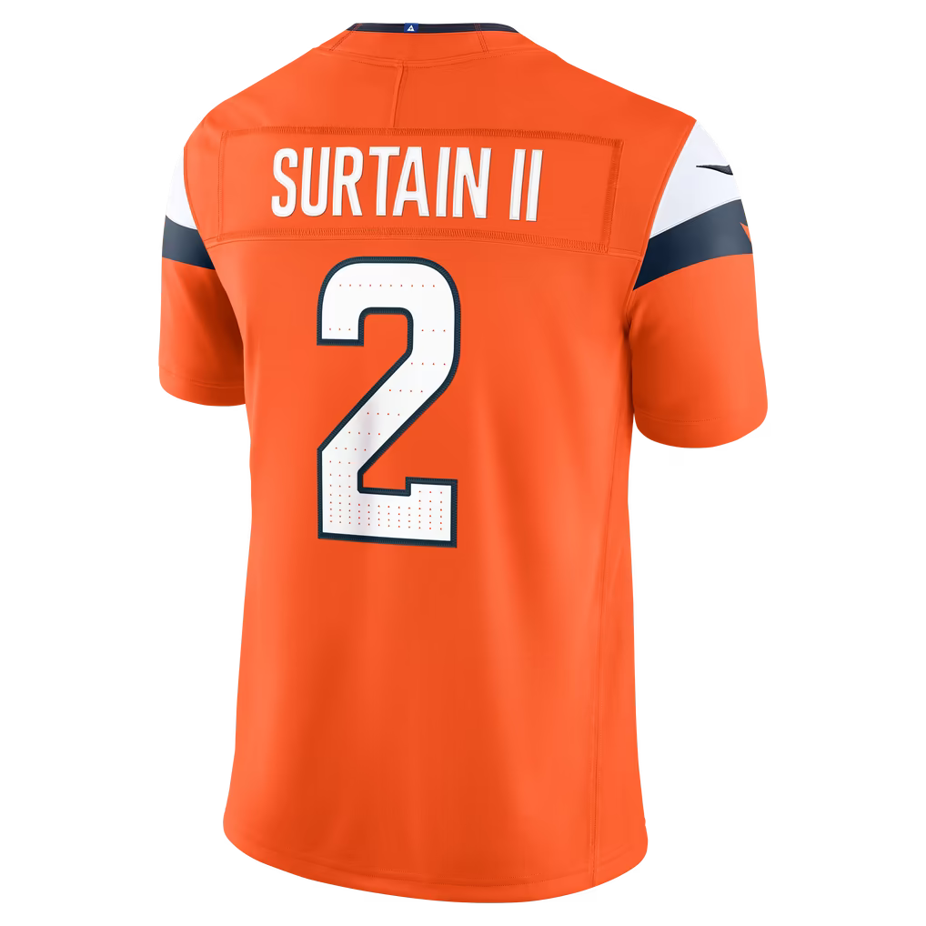 Custom Patrick Surtain II Broncos White Orange Navy Thanksgiving Limited Football Jersey -All Stitched