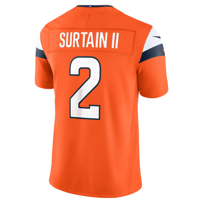 Custom Patrick Surtain II Broncos White Orange Navy Thanksgiving Limited Football Jersey -All Stitched