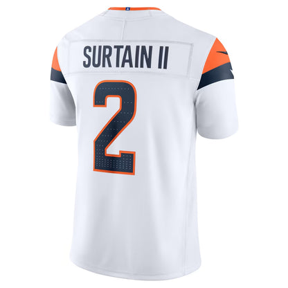 Custom Patrick Surtain II Broncos White Orange Navy Thanksgiving Limited Football Jersey -All Stitched