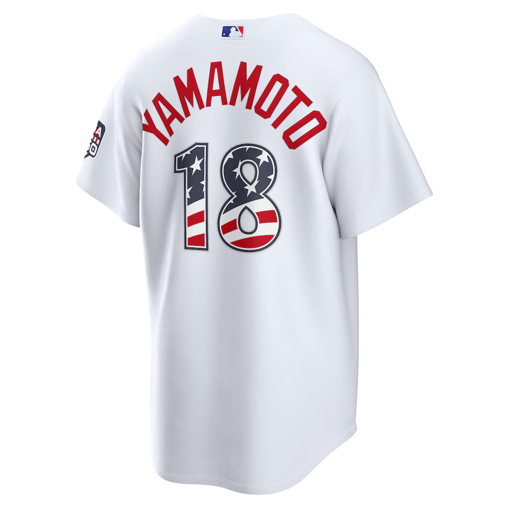 Custom Dodgers White USA 250 Fourth of July Baseball Jersey -All Stitched