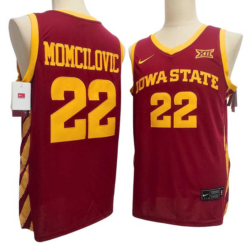 Men's Iowa State Cyclones #22 Milan Momcilovic Red White Basketball Jersey All Stitched