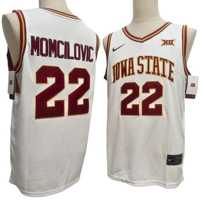 Men's Iowa State Cyclones #22 Milan Momcilovic Red White Basketball Jersey All Stitched
